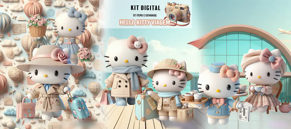 Hello Kitty Viagem- Kit Digital   1