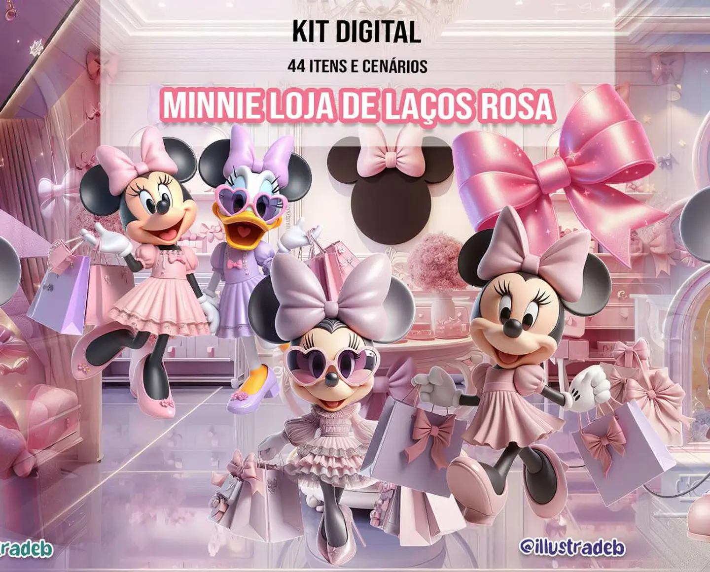 Minnie Loja de Laços Rosa- Kit Digital     1