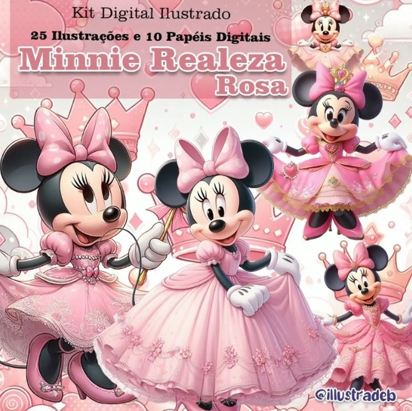 Minnie Realeza Rosa- Kit Digital    1