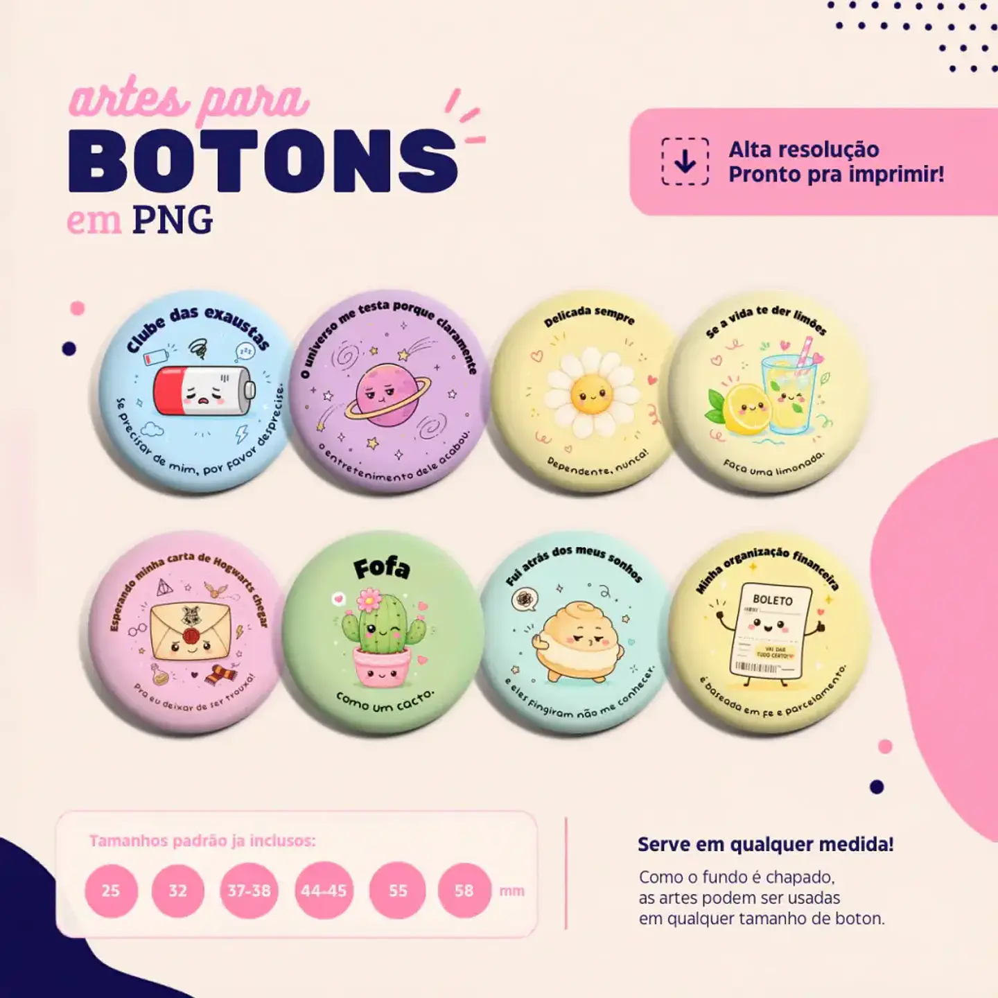 Bottons Cômicos - Arquivo de Corte 1
