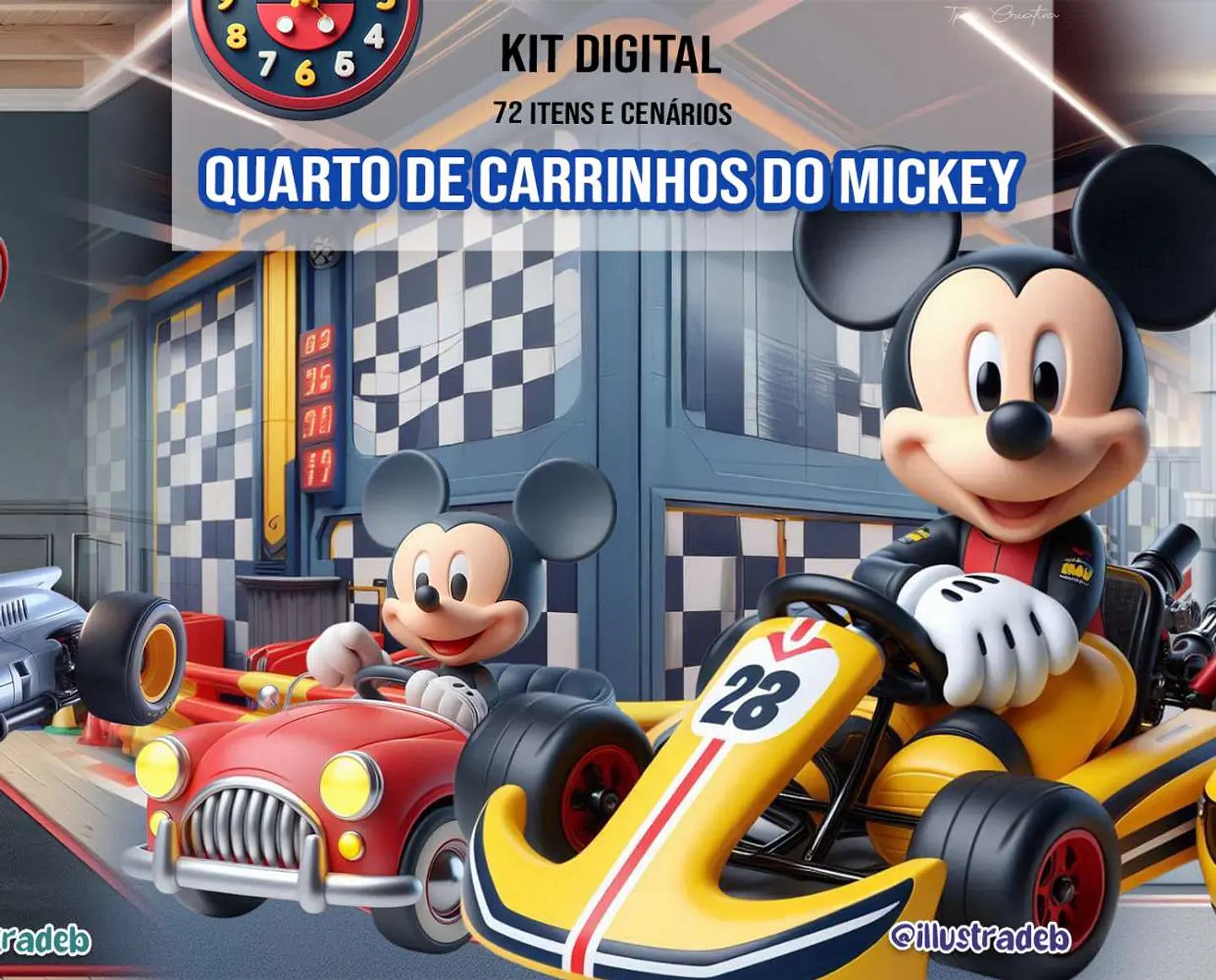Quarto de Carrinhos do Mickey- Kit Digital   1