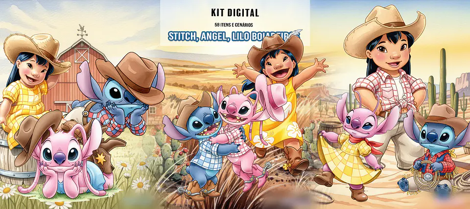 Stitch Lilo e Angel_Boiadeiros- Kit Digital     1