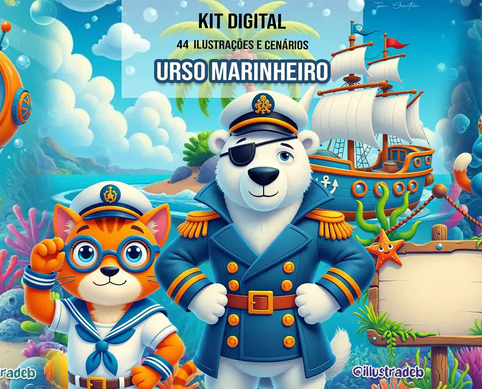 Urso Marinheiro- Kit Digital    1
