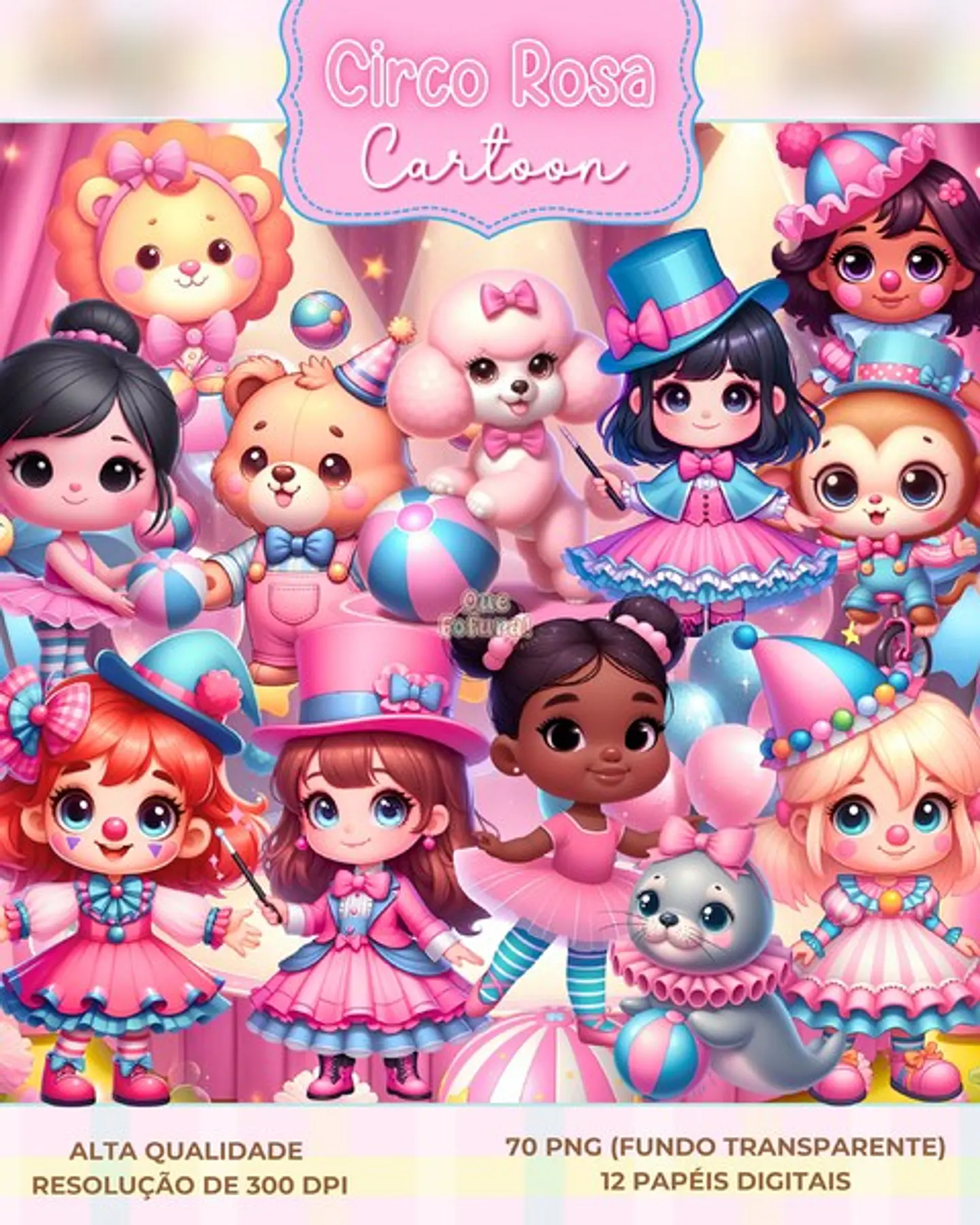 Circo Rosa Cartoon- Kit Digital   1
