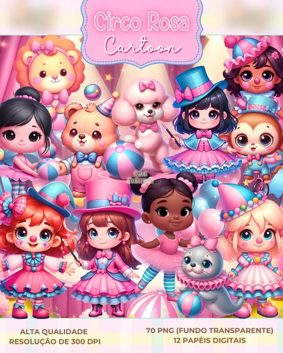 Circo Rosa Cartoon- Kit Digital   1