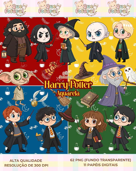 HARRY POTTER AQUARELA- Kit Digital   