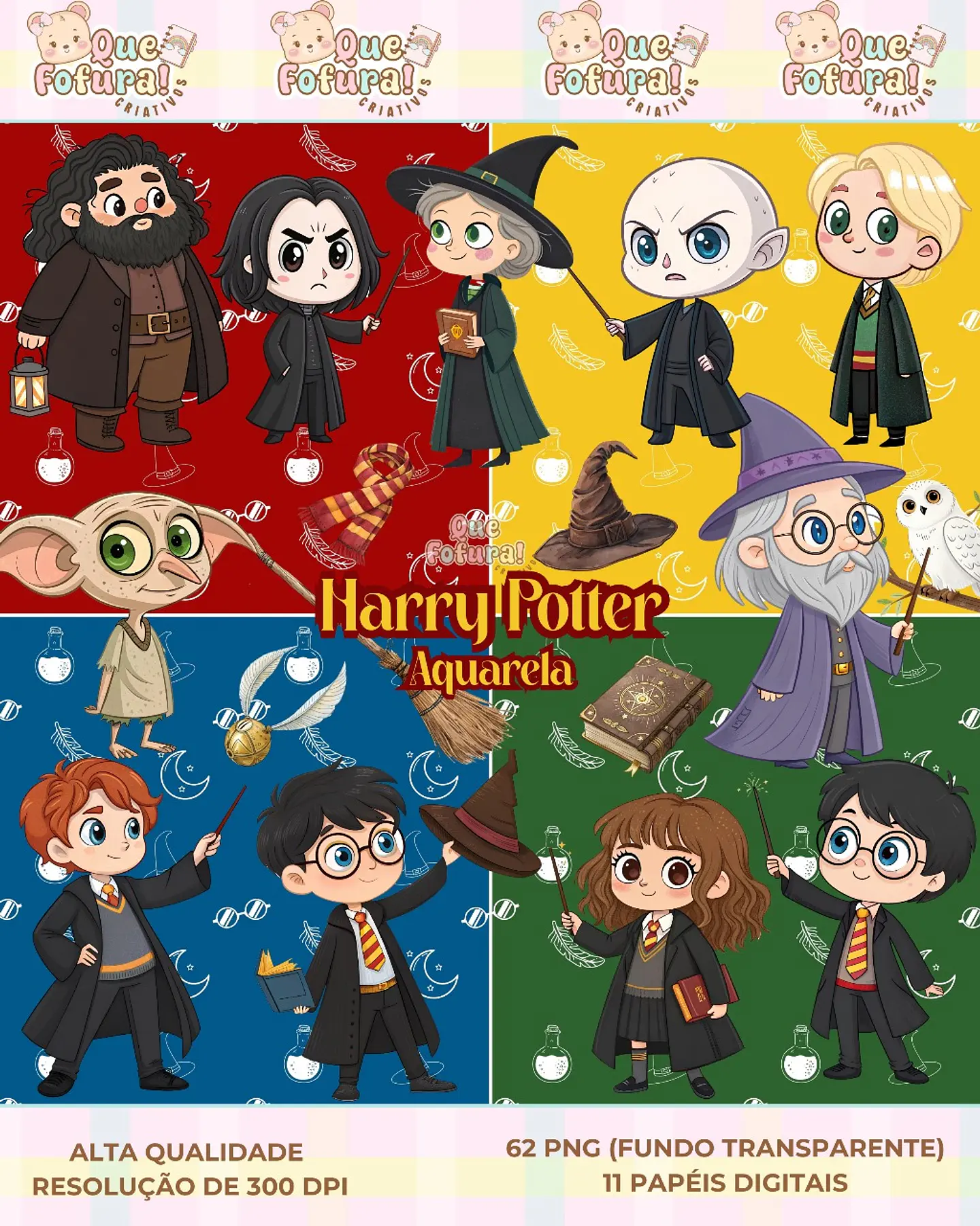 HARRY POTTER AQUARELA- Kit Digital    1