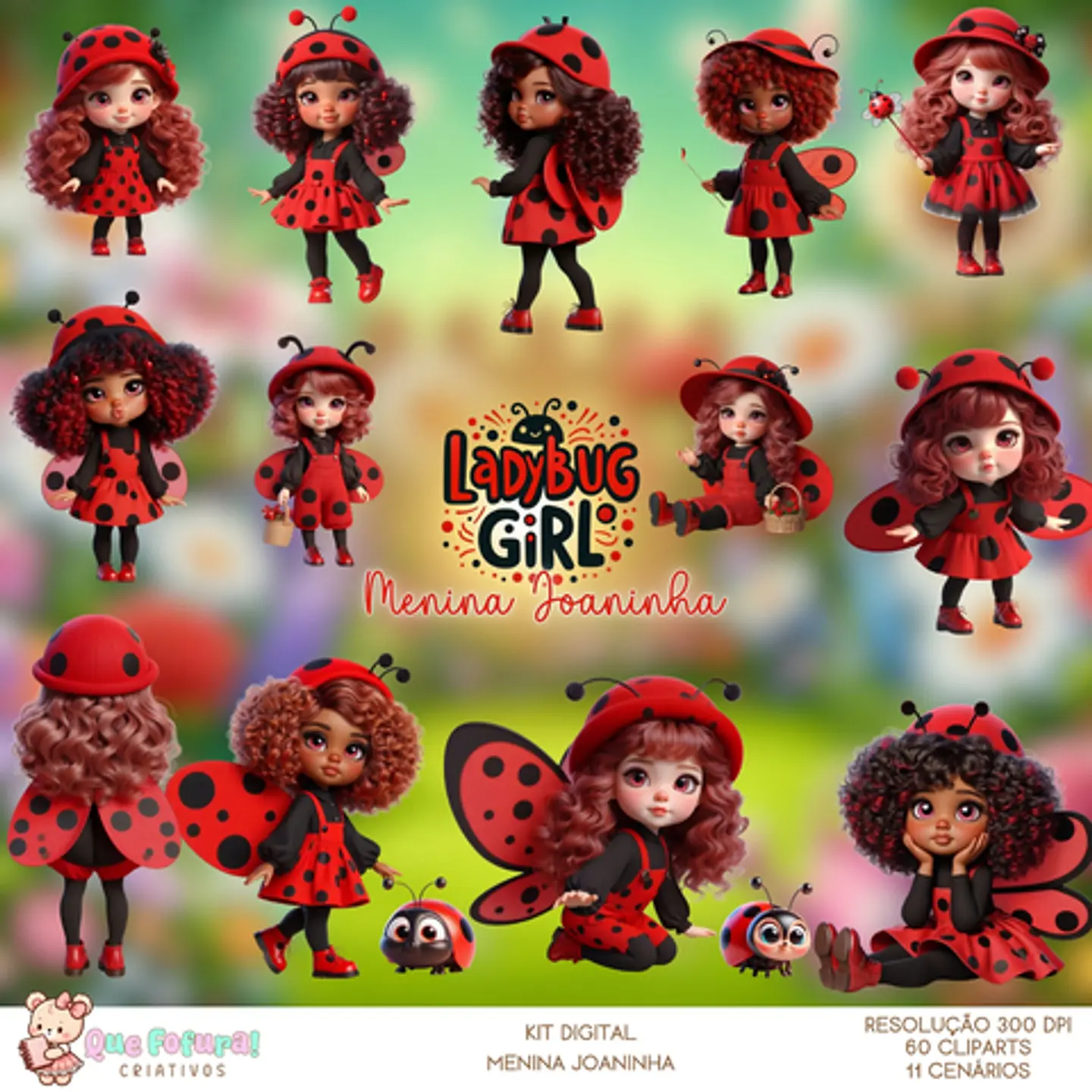Menina Joaninha- Kit Digital   1