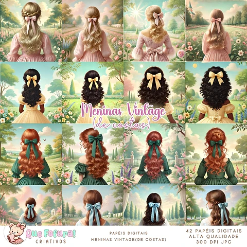 Meninas Vintage - De Costas- Kit Digital  
