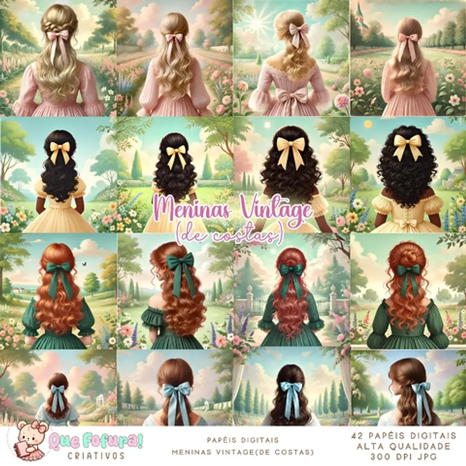 Meninas Vintage - De Costas- Kit Digital   1