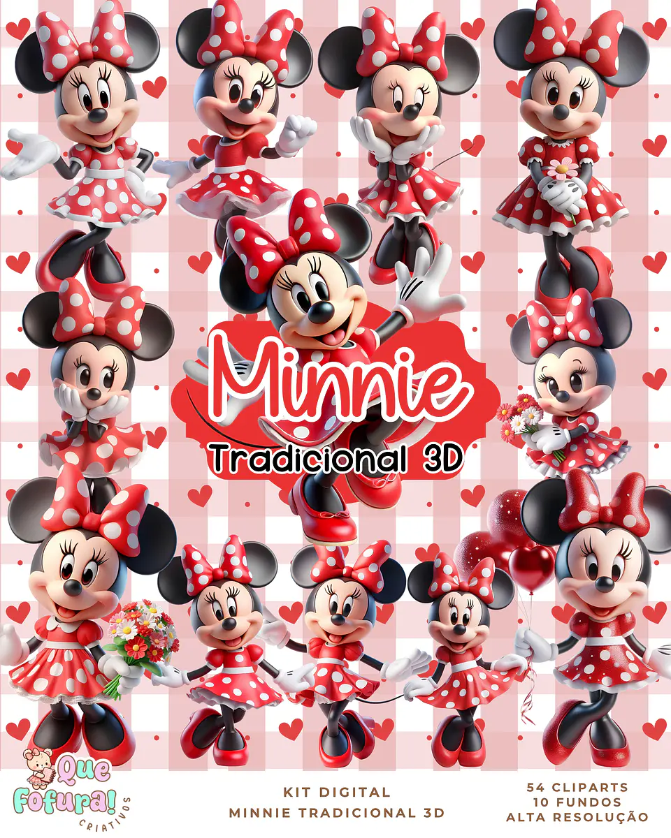 Minnie Tradicional 3D- Kit Digital  1