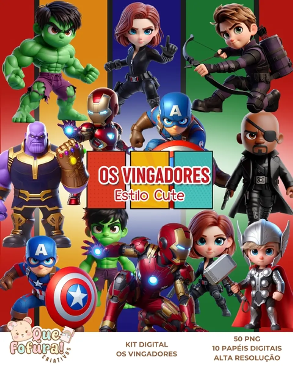 Os Vingadores Cute - Kit Digital 1