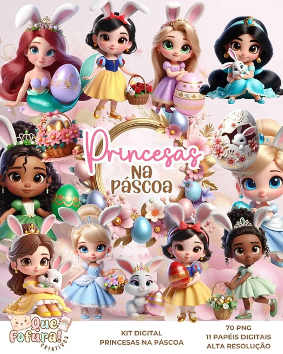 Princesas na Páscoa - Kit Digital    1