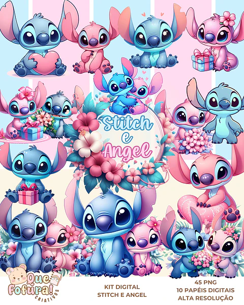 Stitch e Angel- Kit Digital    