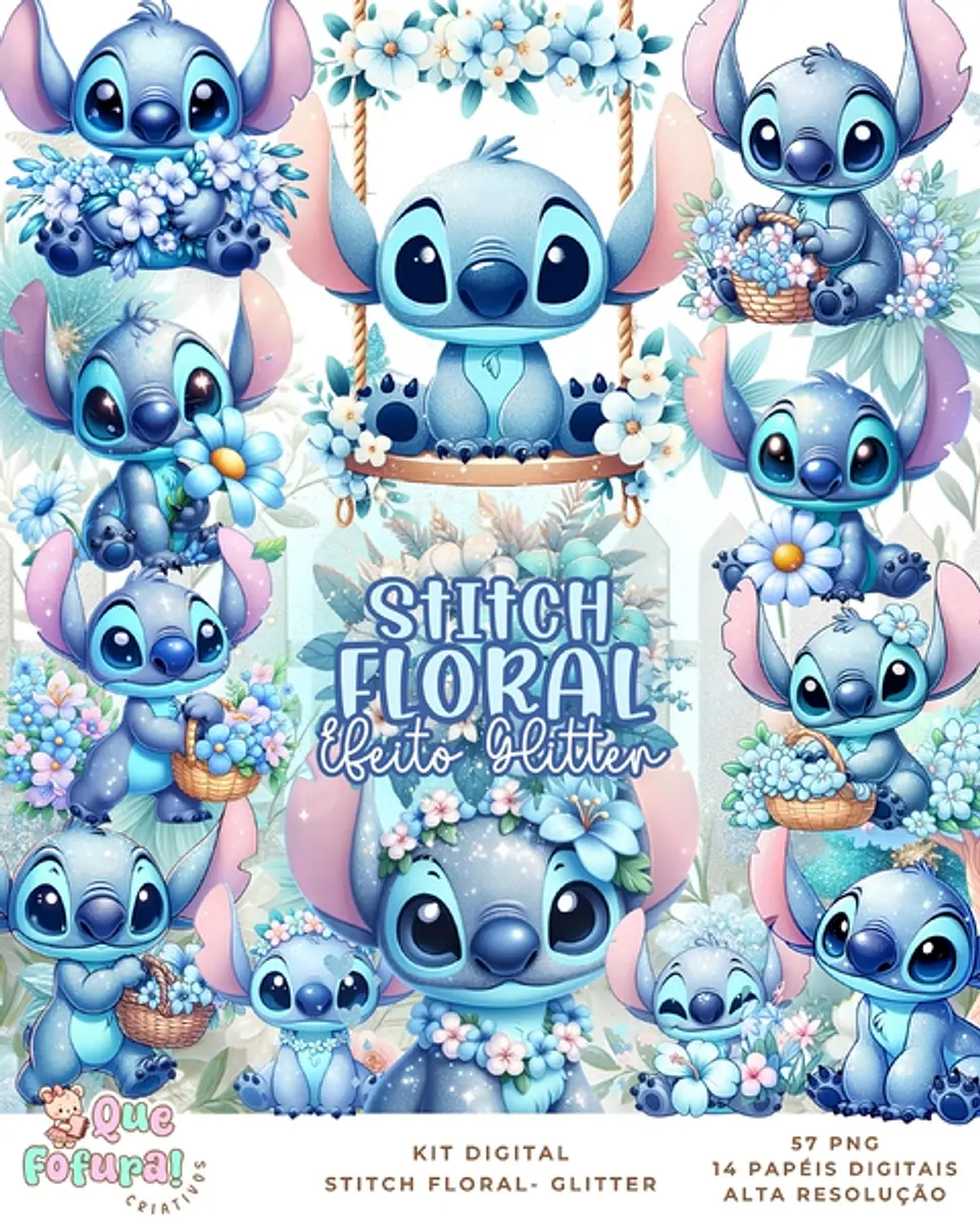 Stitch Floral- Kit Digital  1