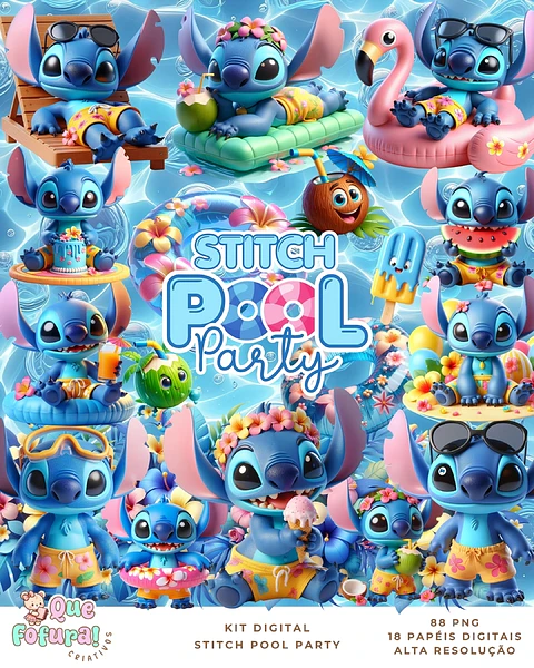 Stitch Pool Party- Kit Digital 