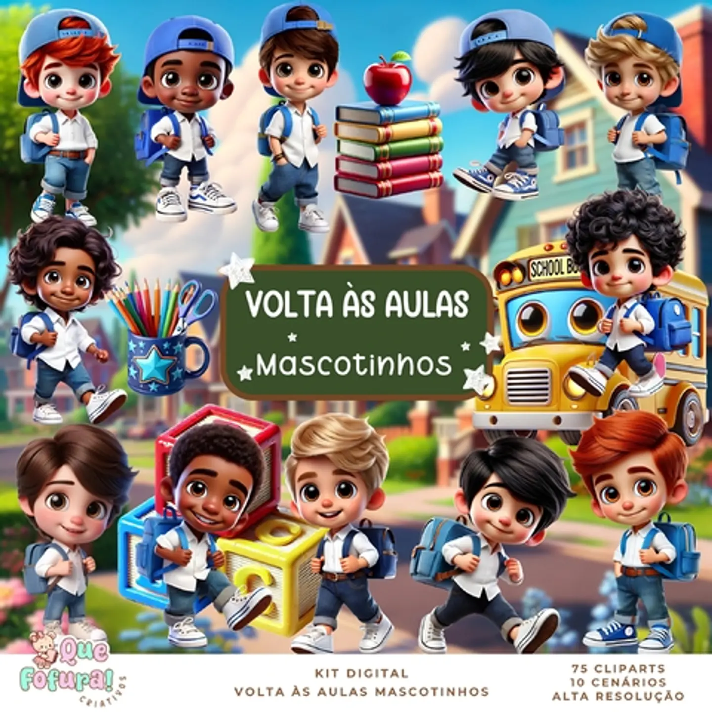Volta às Aulas - Mascotinhos- Kit Digital   1