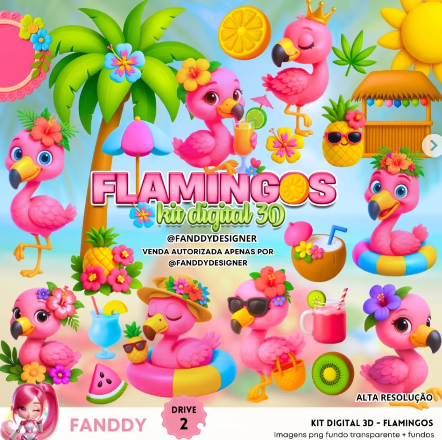  FLAMINGOS 3D- Kit Digital   1