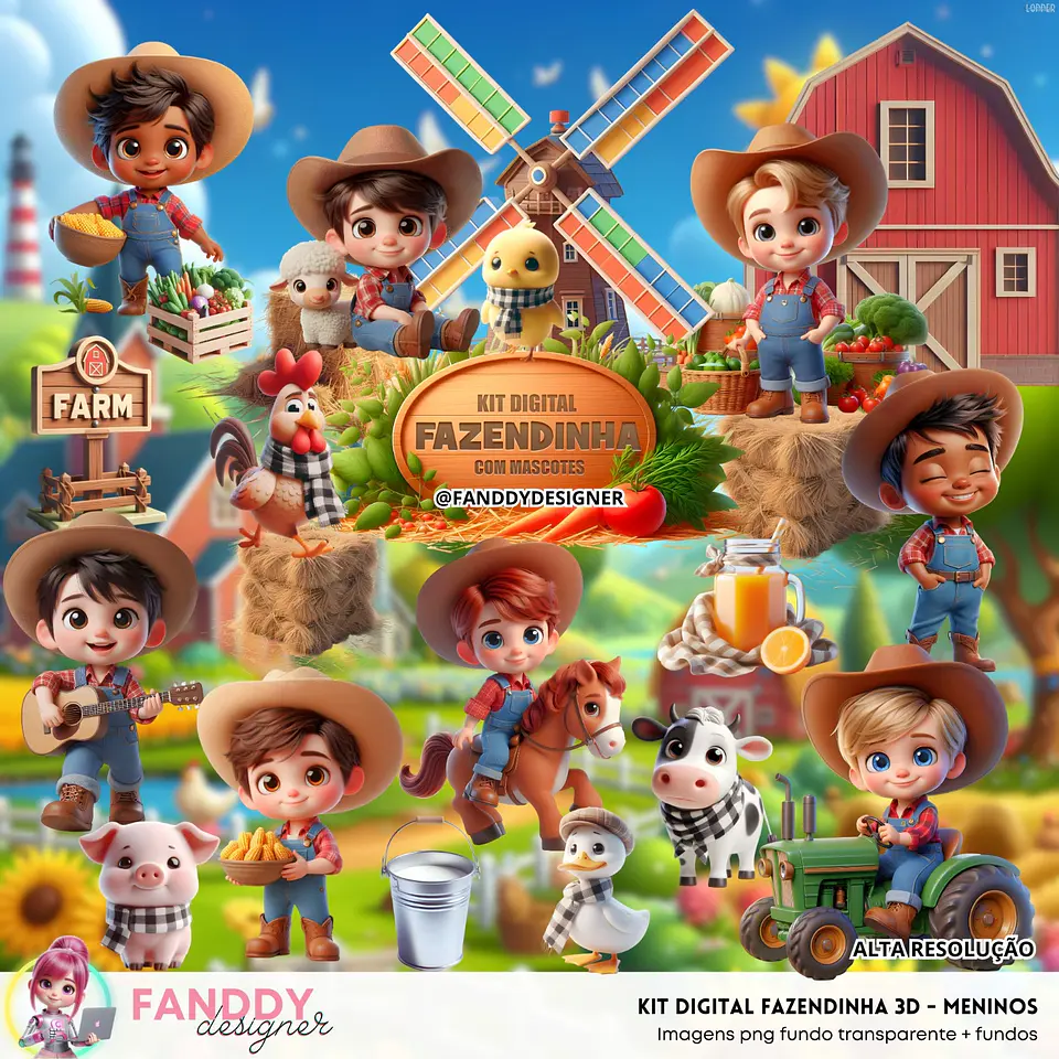 Fazendinha 3D Meninos- Kit Digital    1