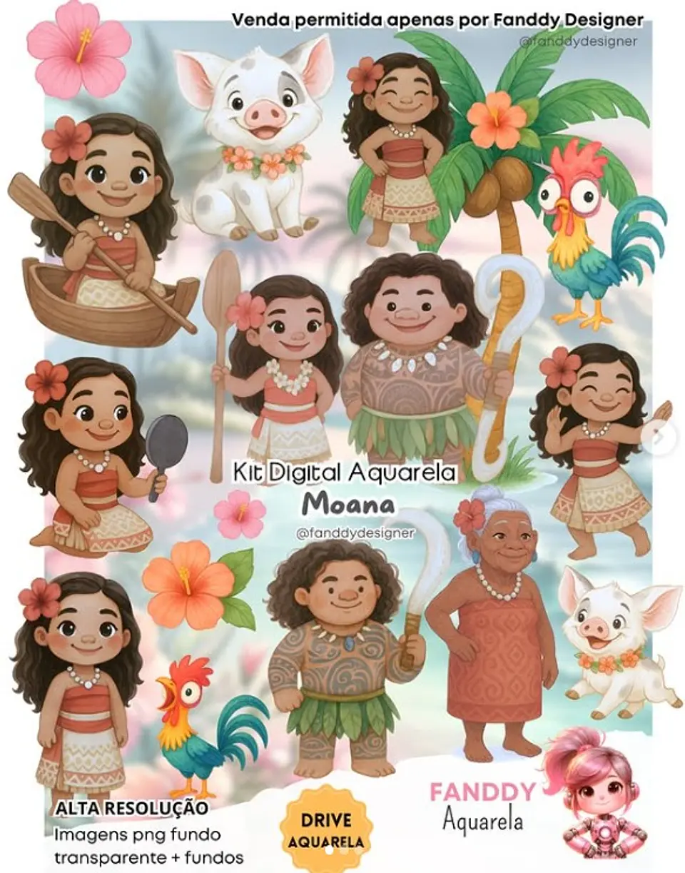 MOANA AQUARELA- Kit Digital   1