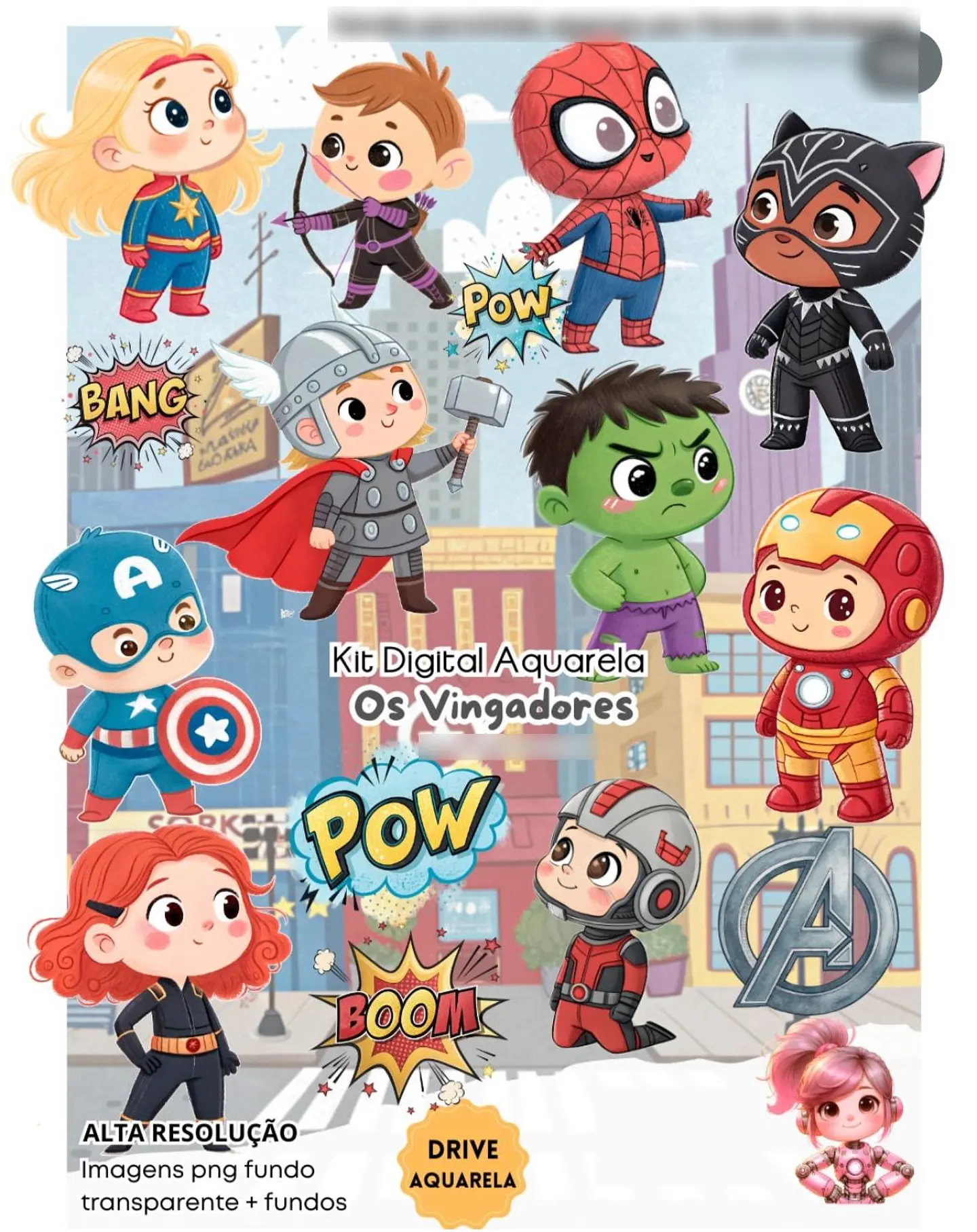 OS VINGADORES AQUARELA- Kit Digital   1
