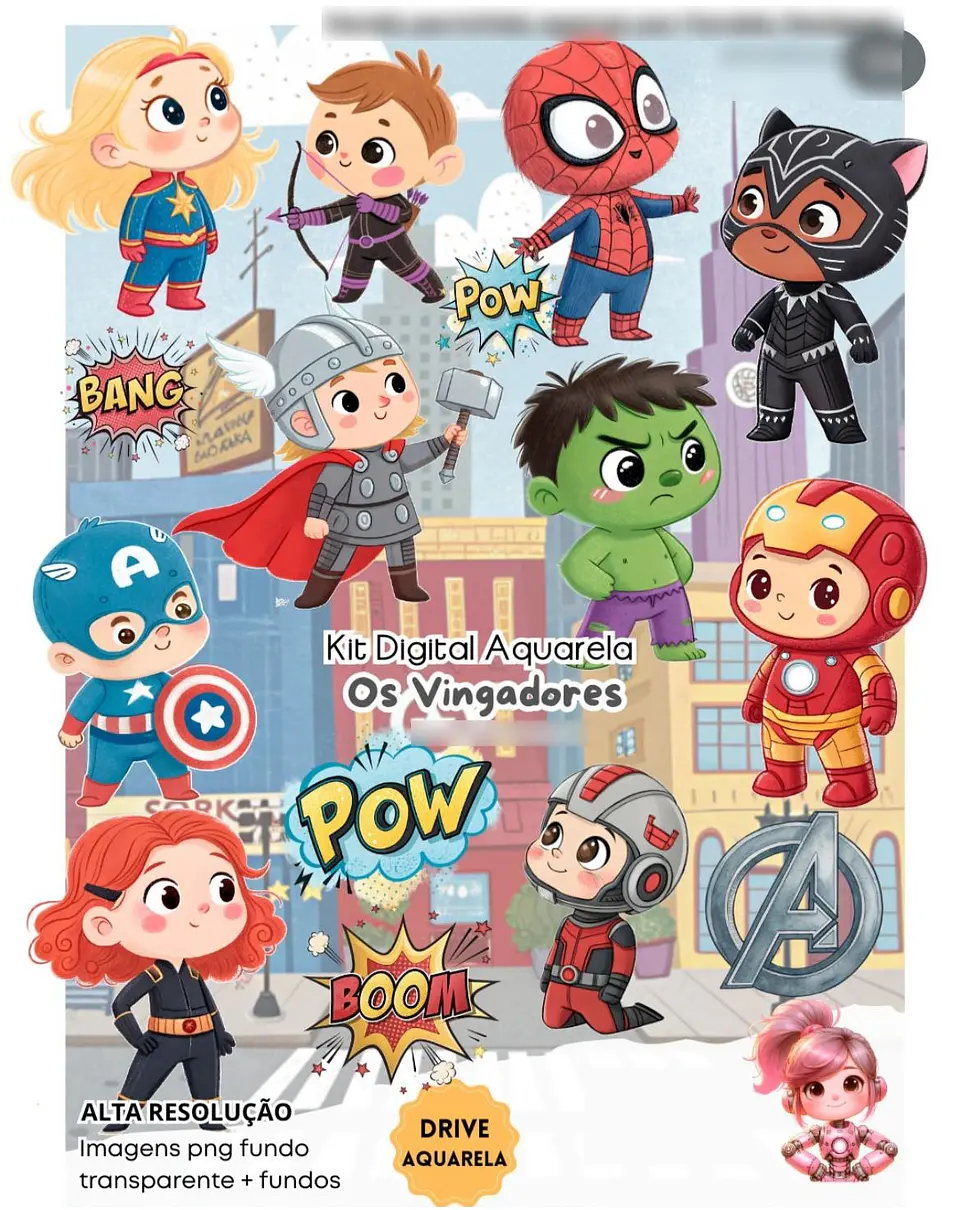 OS VINGADORES AQUARELA- Kit Digital   1