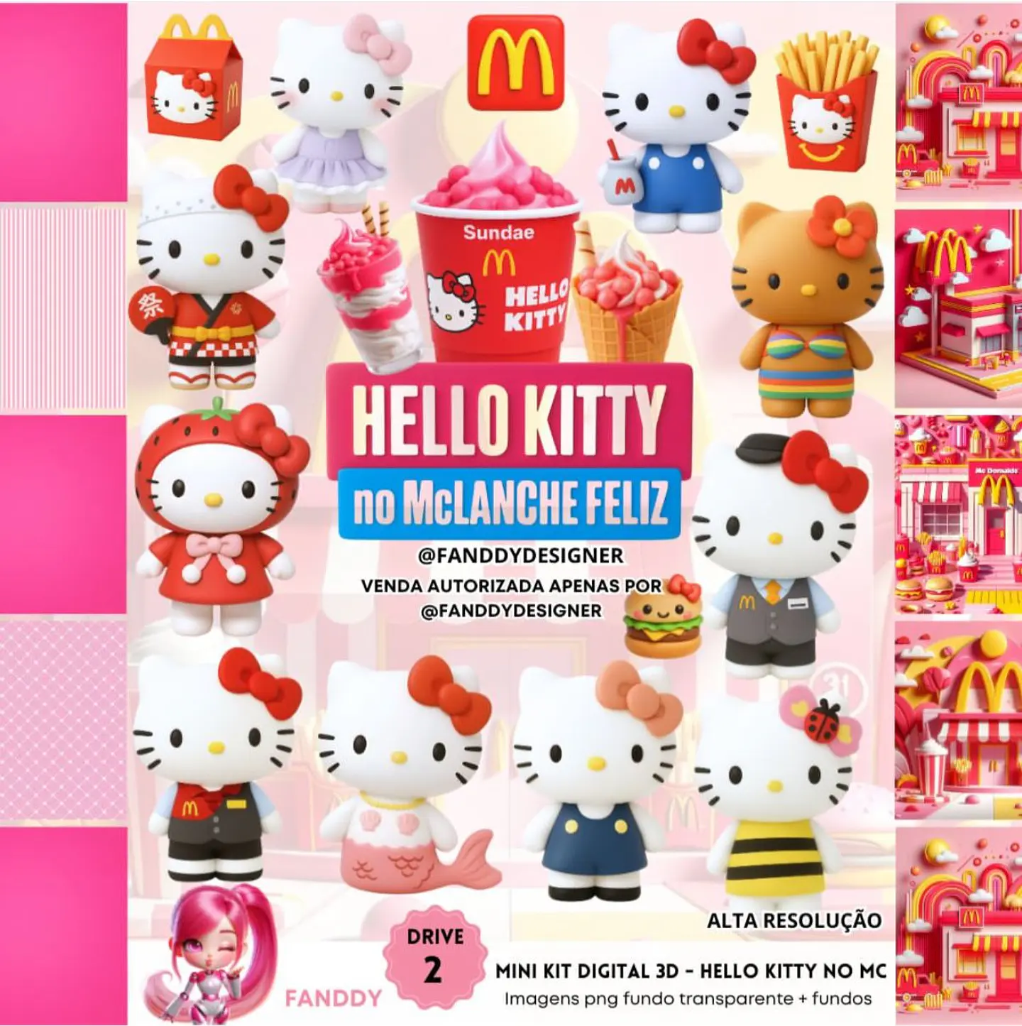 HELLO KITTY NO MC LANCHE FELIZ- Kit Digital   1