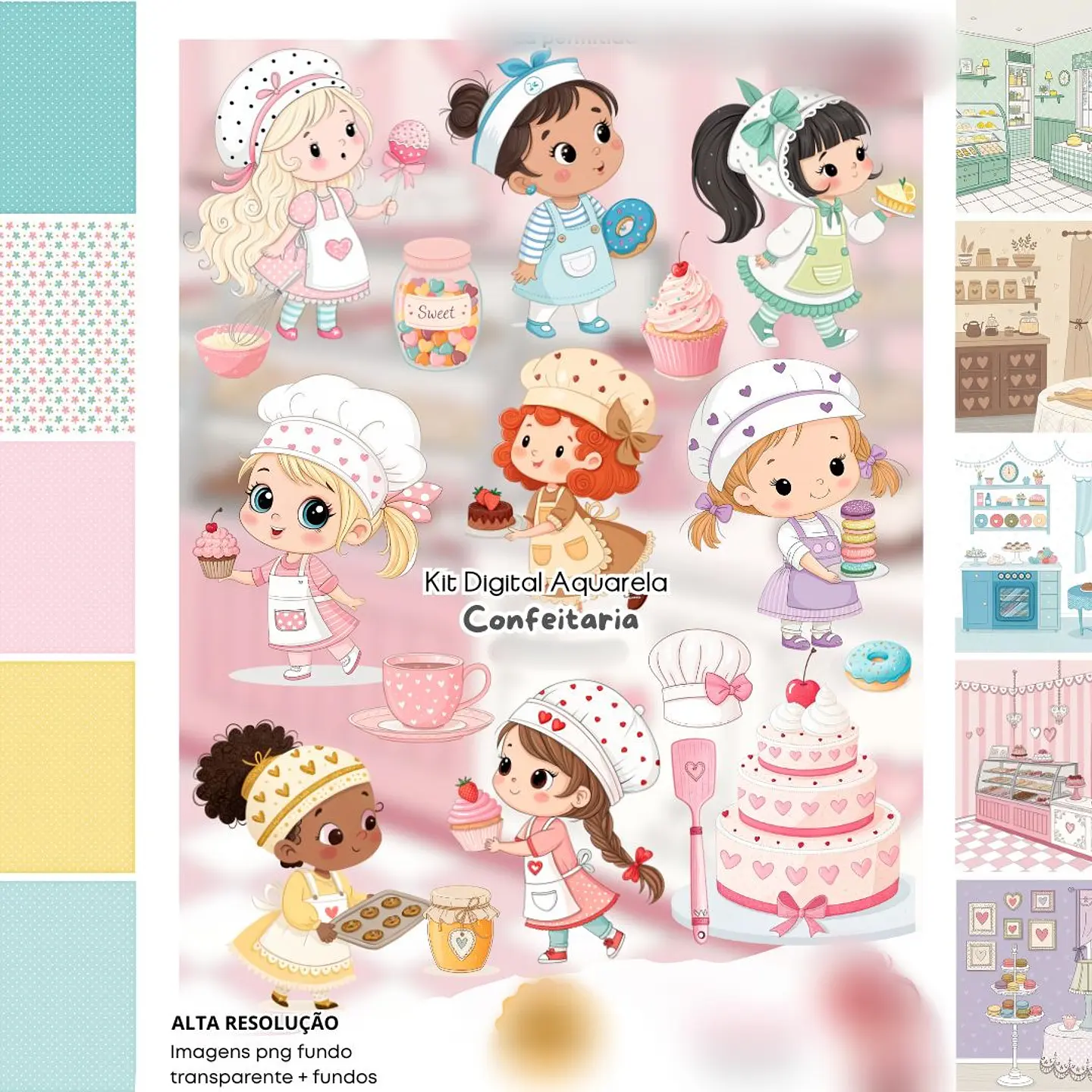 CONFEITARIA CUTE AQUARELA- Kit Digital 1