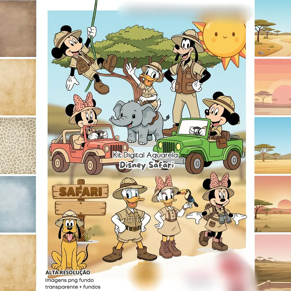 DISNEY SAFARI AQUARELA- Kit Digital  1