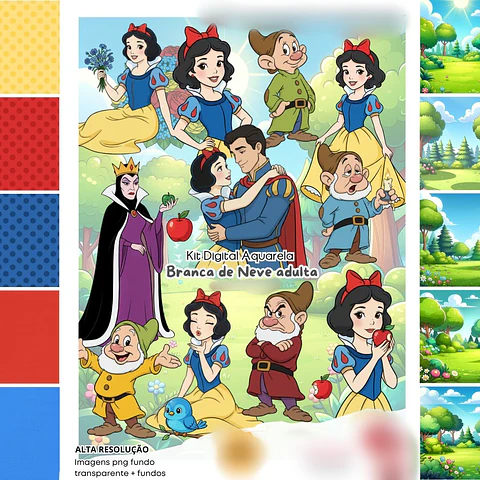 BRANCA DE NEVE ADULTA AQUARELA- Kit Digital 
