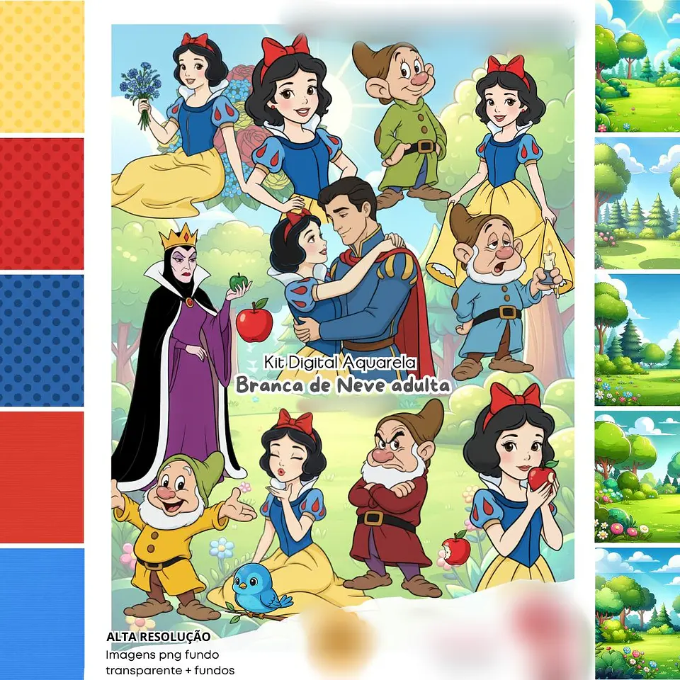 BRANCA DE NEVE ADULTA AQUARELA- Kit Digital  1