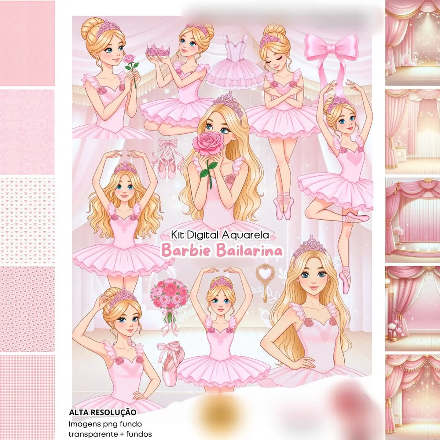 BARBIE BAILARINA AQUARELA- Kit Digital   1