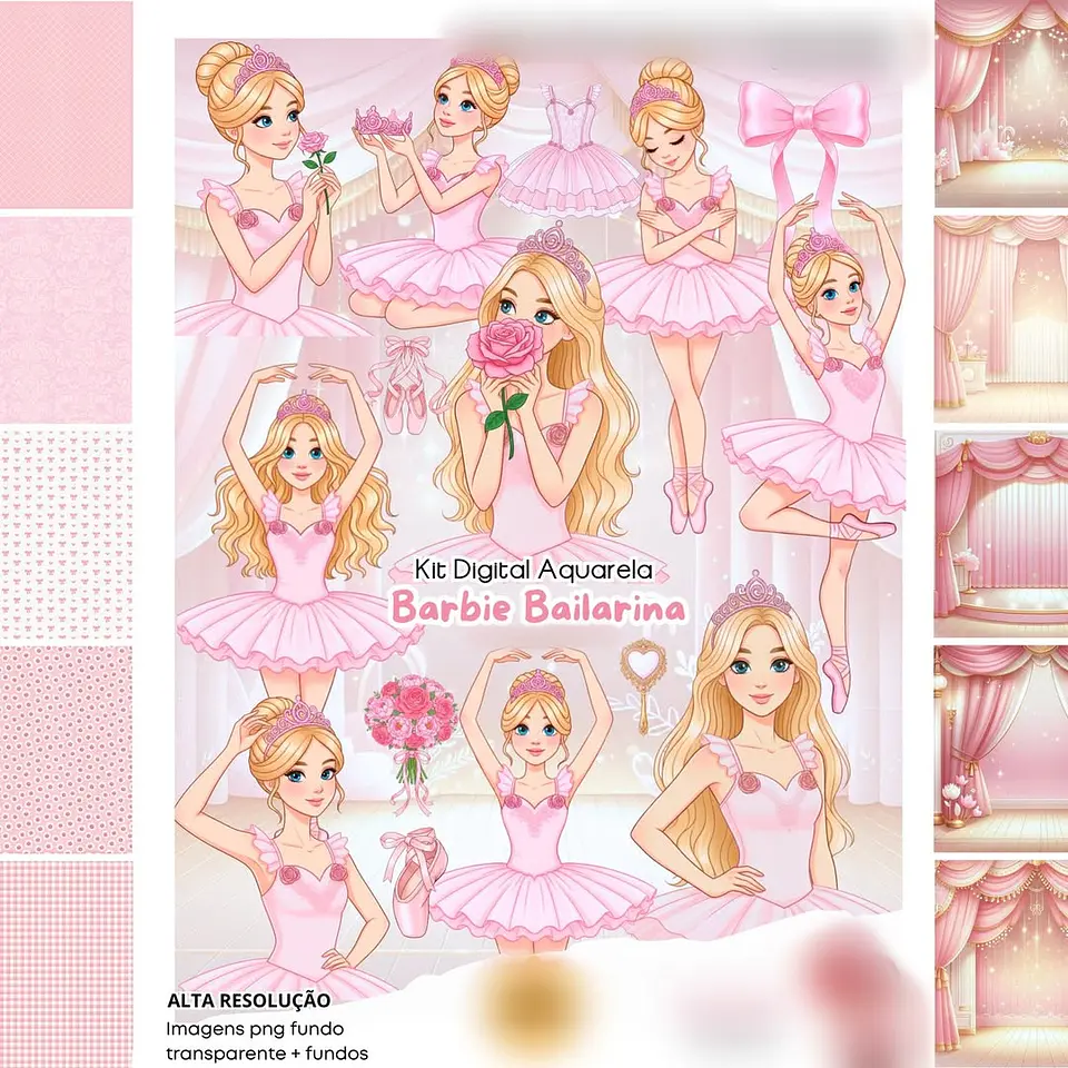 BARBIE BAILARINA AQUARELA- Kit Digital   1