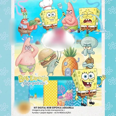 BOB ESPONJA AQUARELA- Kit Digital   