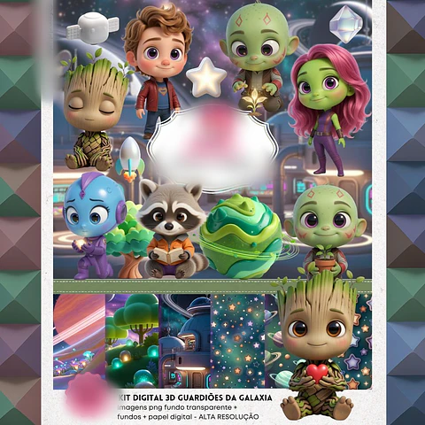 GUARDIÕES DA GALAXIA CUTE 3D- Kit Digital