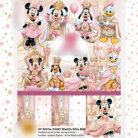 DISNEY REALEZA ROSA E DOURADO- Kit Digital 