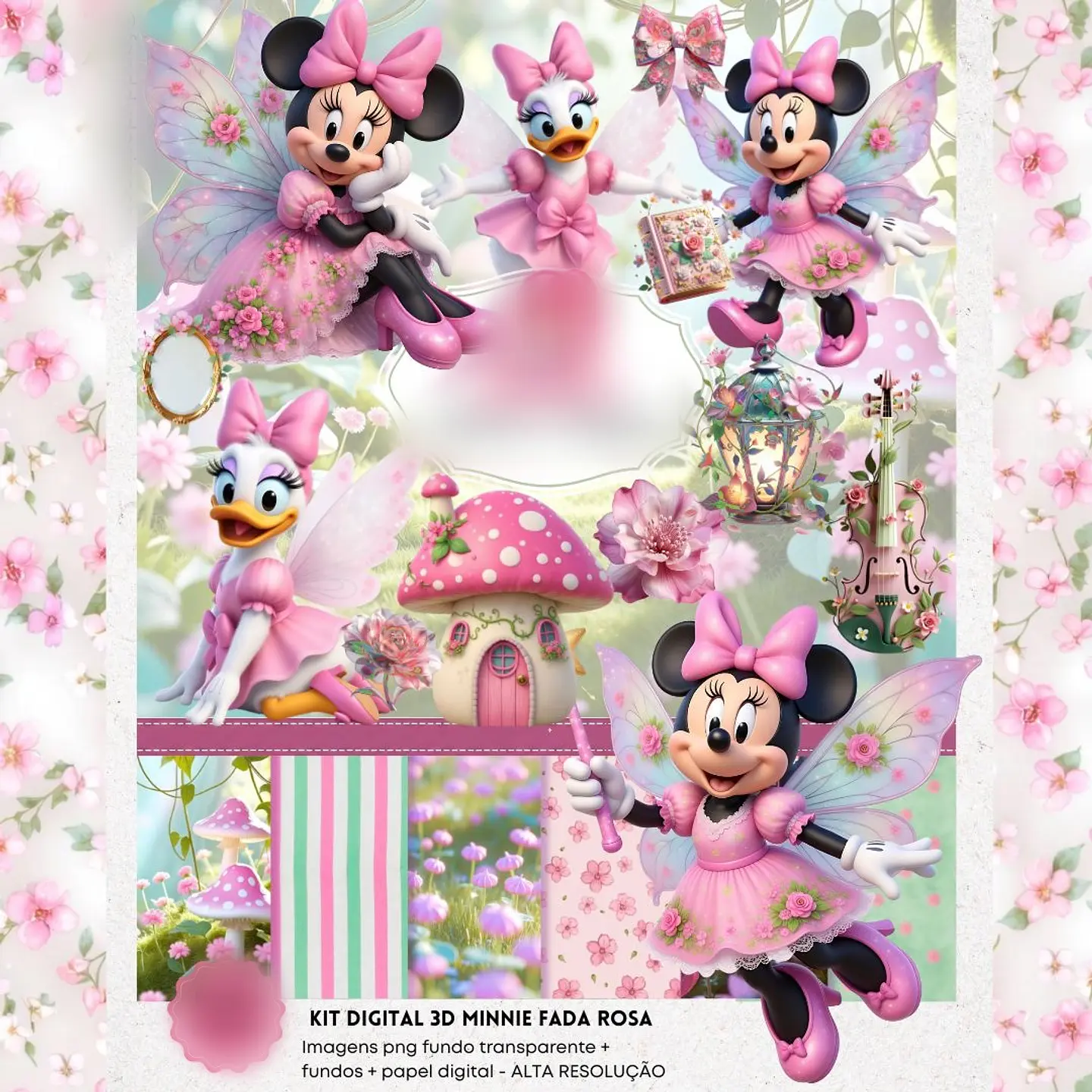 MINNIE FADA ROSA 3D- Kit Digital 1