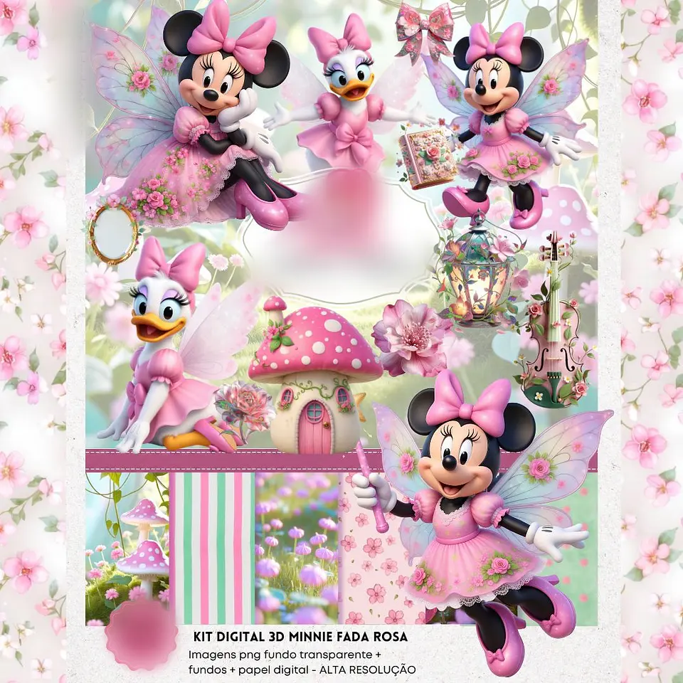 MINNIE FADA ROSA 3D- Kit Digital 1