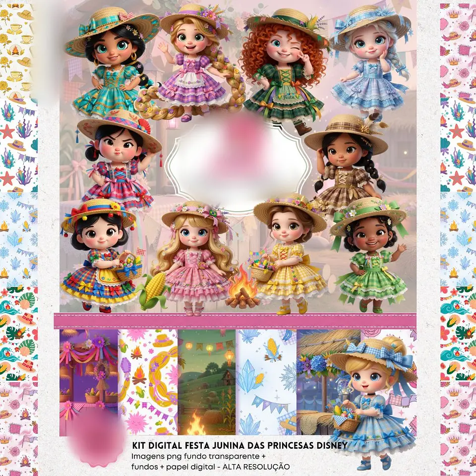 FESTA JUNINA PRINCESAS DISNEY 3D- Kit Digital 1