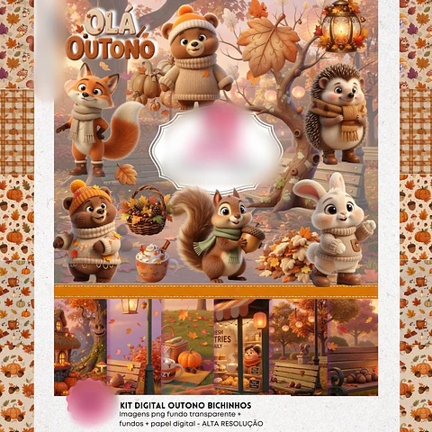 OUTONO 1 BICHINHOS 3D- Kit Digital 