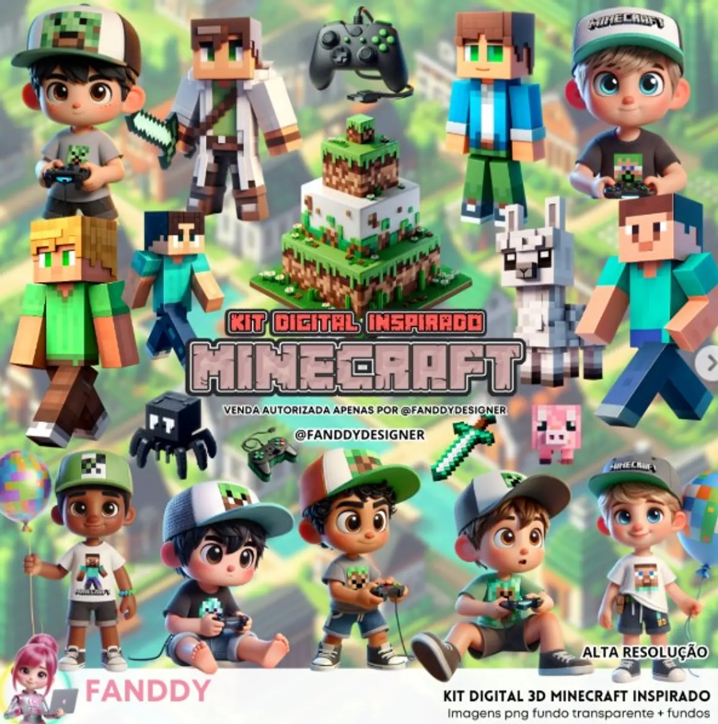 MINECRAFT COM MASCOTES- Kit Digital   1
