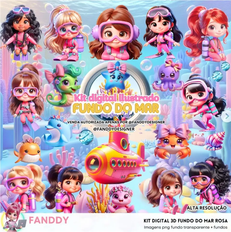  FUNDO DO MAR ROSA- Kit Digital    1