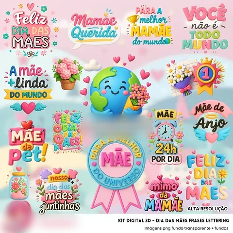 DIA DAS MÃES LETTERING- Kit Digital  