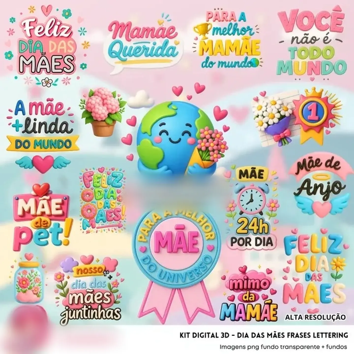DIA DAS MÃES LETTERING- Kit Digital   1