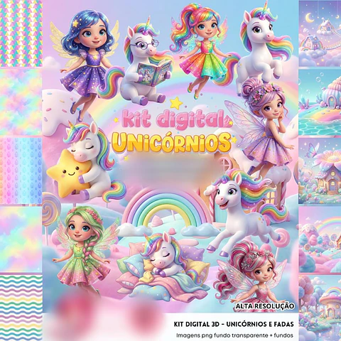 FADAS E UNICÓRNIOS 3D- Kit Digital 