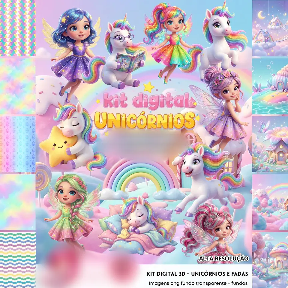 FADAS E UNICÓRNIOS 3D- Kit Digital  1