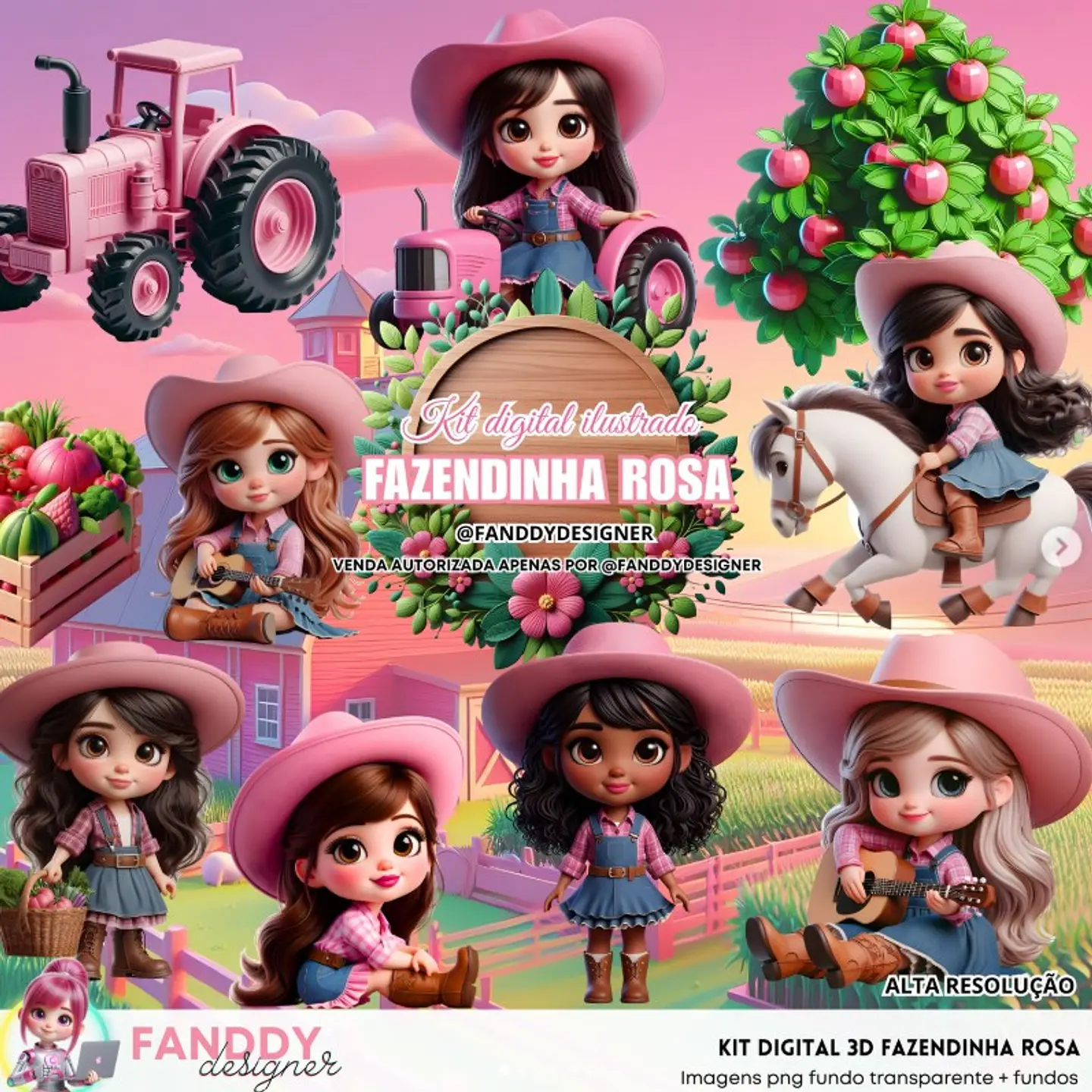 Fazendinha Rosa- Kit Digital    1