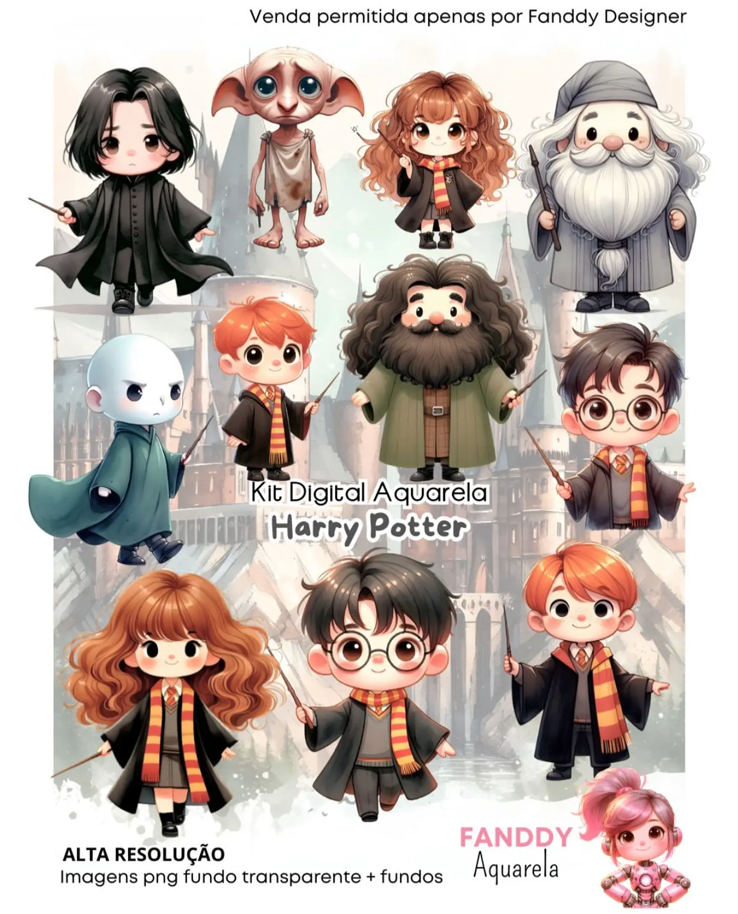 HARRY POTTER AQUARELA- Kit Digital   1