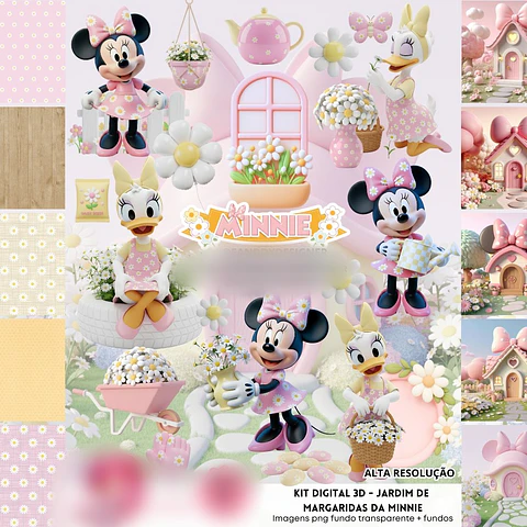 JARDIM DE MARGARIDAS DA MINNIE 3D- Kit Digital 