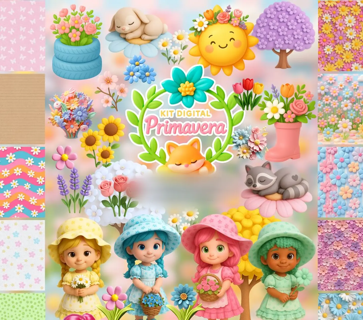 PRIMAVERA FLORAL 3D- Kit Digital   1
